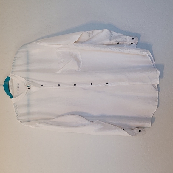 Jos. J. Oliver Vintage Ivory Collarless Silk 1990's Button Blouse Size Large - Picture 1 of 8